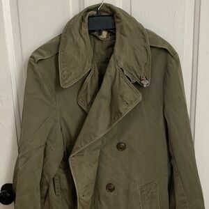 Olive Green Double-Breasted Trench Coat